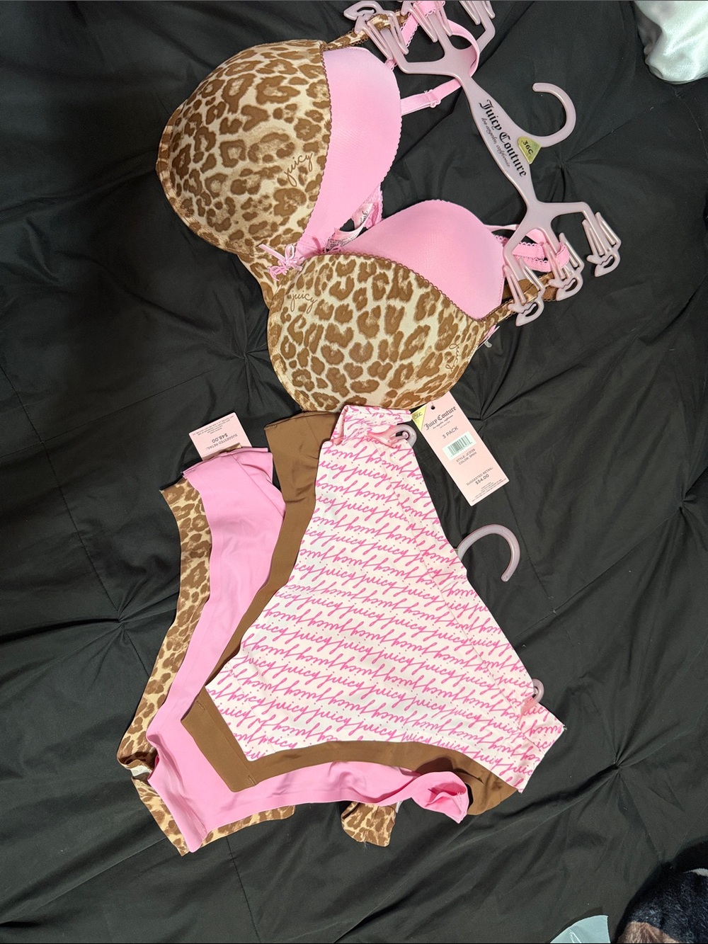 Juicy Couture Pink and Leopard Print Lingerie Set
